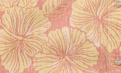 Reyn Spooner Aloha Biscus Floral Short Sleeve Cotton Blend Button-down Shirt In Pink