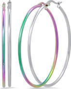 STEELTIME HMY JEWELRY Mutli Color Ion Plated Stainless Steel 55mm Hoop Earrings