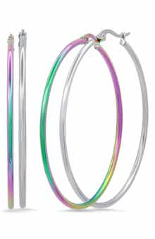 STEELTIME HMY JEWELRY Mutli Color Ion Plated Stainless Steel 55mm Hoop Earrings