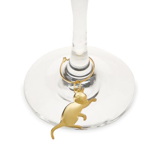 Twine Cat Wine Charms Set Of 6 In Gold