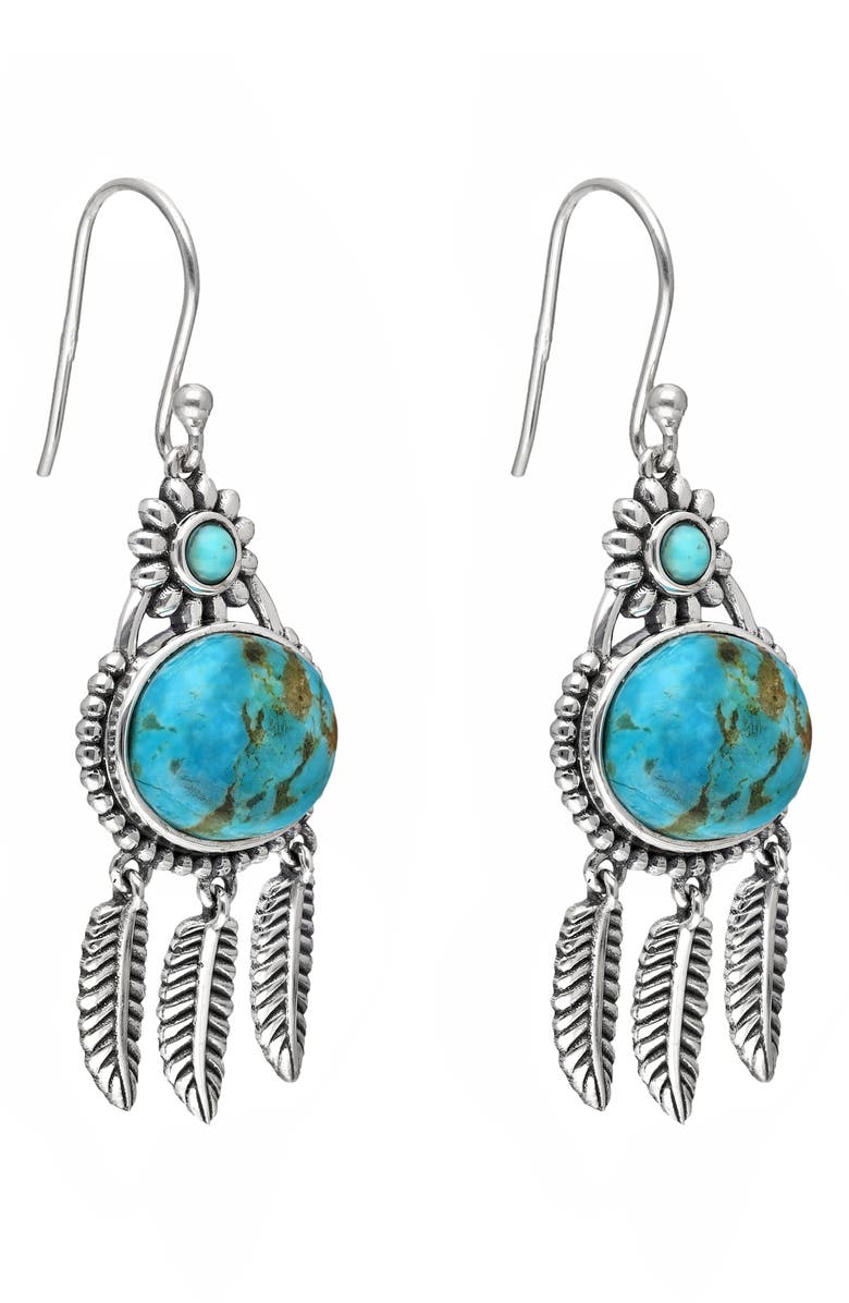 YS GEMS Turquoise Feather Drop Earrings, Alternate, color, Blue