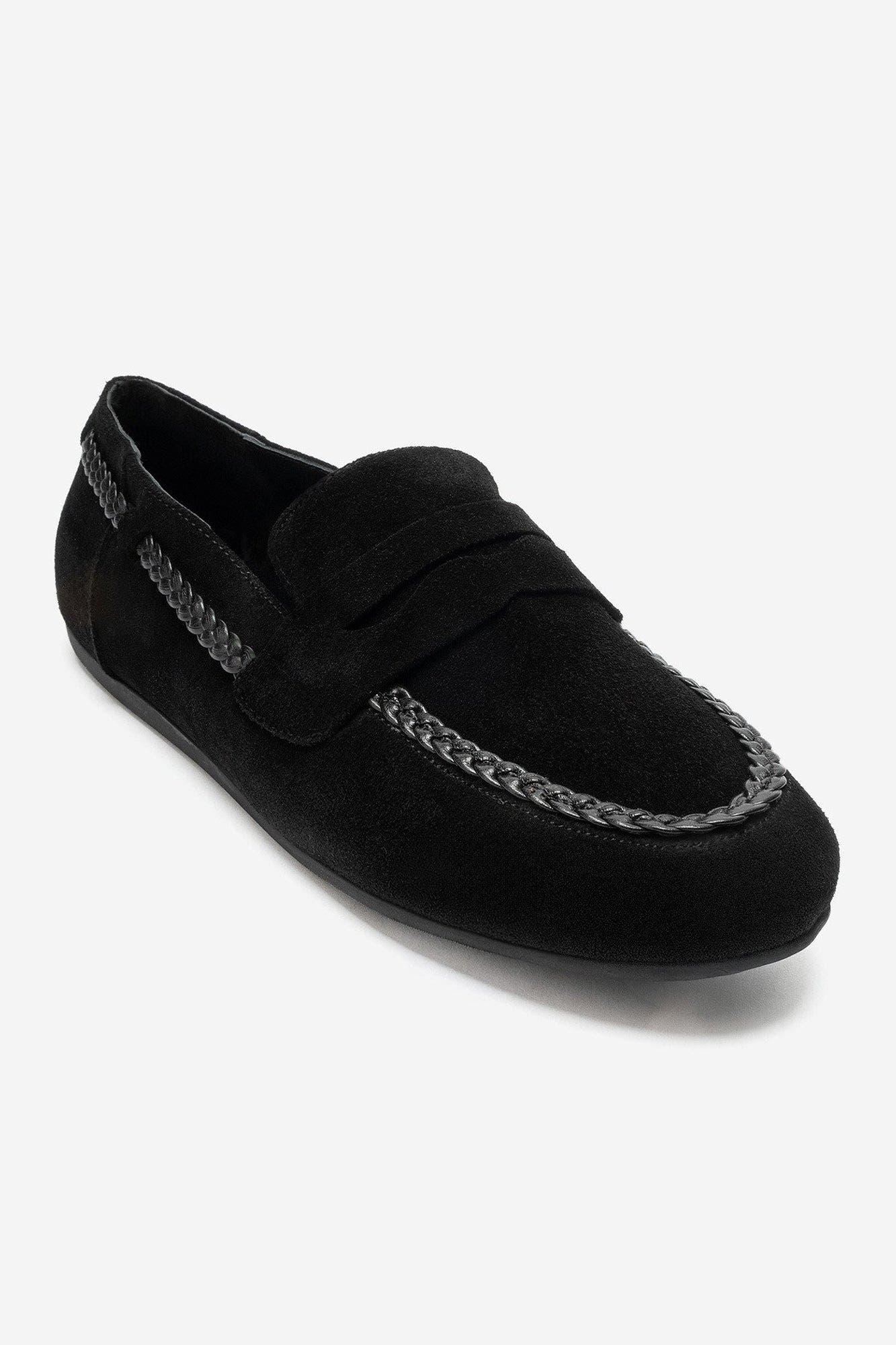 Francis Leather Loafer, Main, color, Black Suede