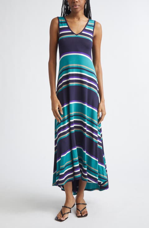 Holly Stripe Sleeveless High-Low Dress