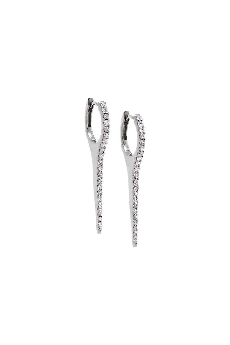 Diamond Pave Large Elongated Spike Huggie Earring 14K, Main, color, 14K White Gold - 32 MM / Pair
