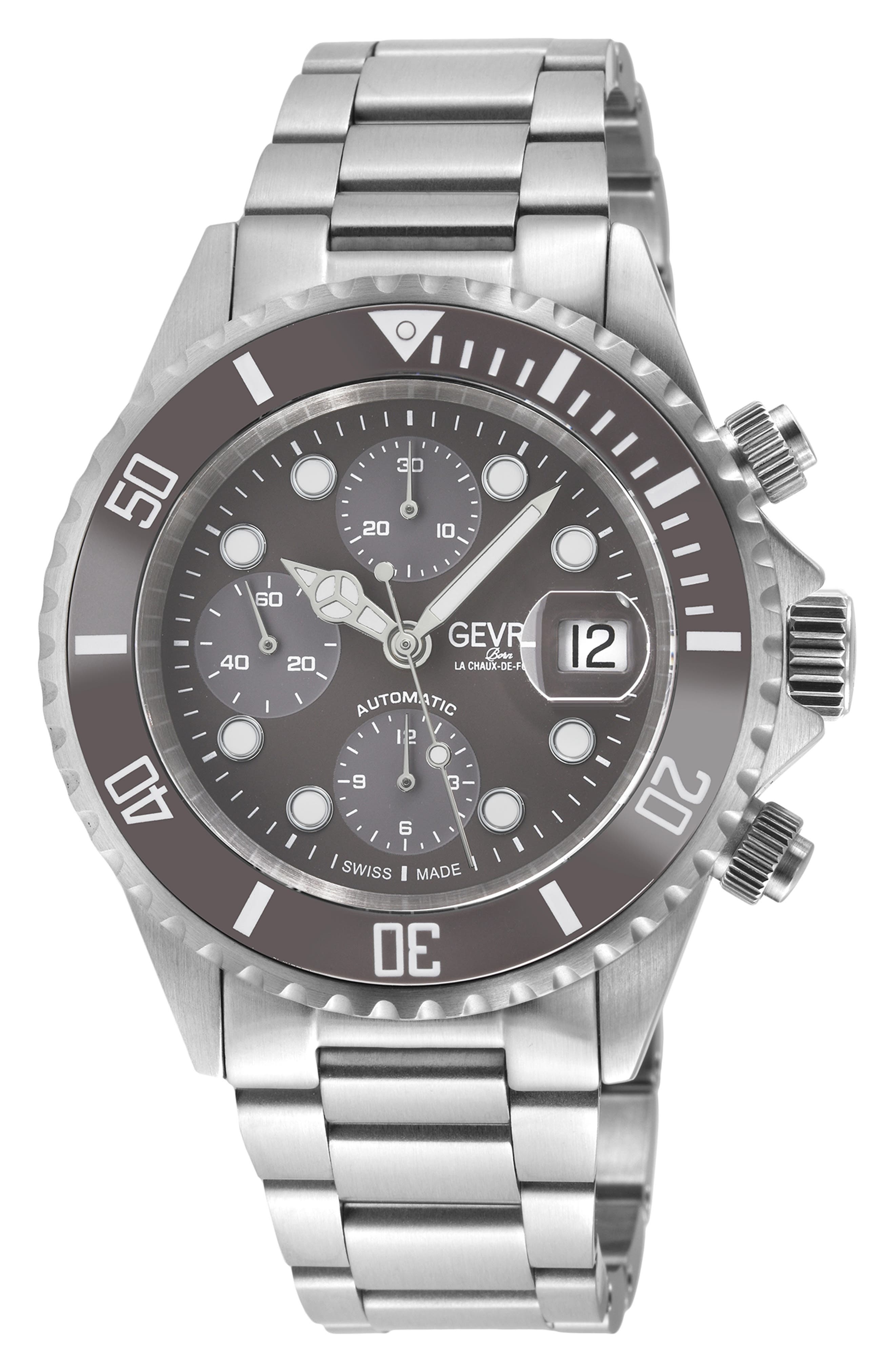 GEVRIL Wall Street Bracelet Chronograph Watch, 43mm