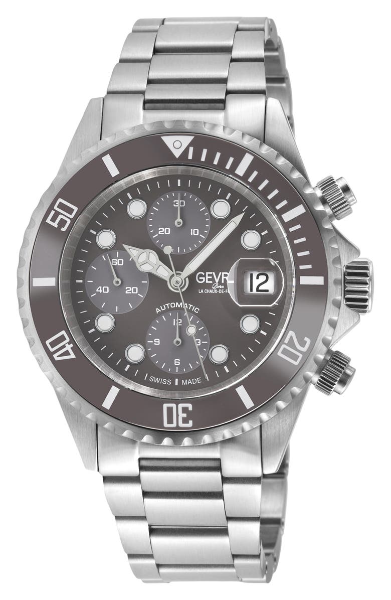 GEVRIL Wall Street Bracelet Chronograph Watch, 43mm, Main, color, Silver