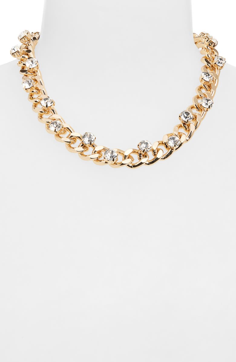 Tasha Crystal Chain Link Necklace, Alternate, color, Gold Crystal