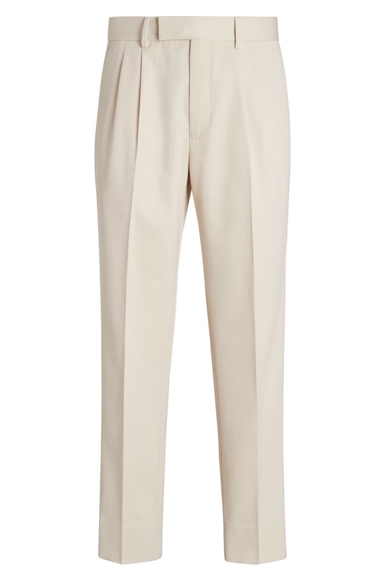 ZEGNA Pleated Cotton & Wool Trousers, Alternate, color, 