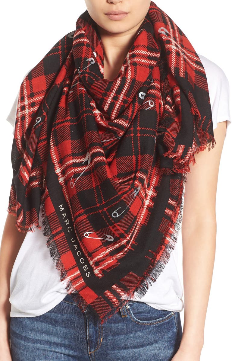 Marc Jacobs Plaid Wool Scarf, Main, color,