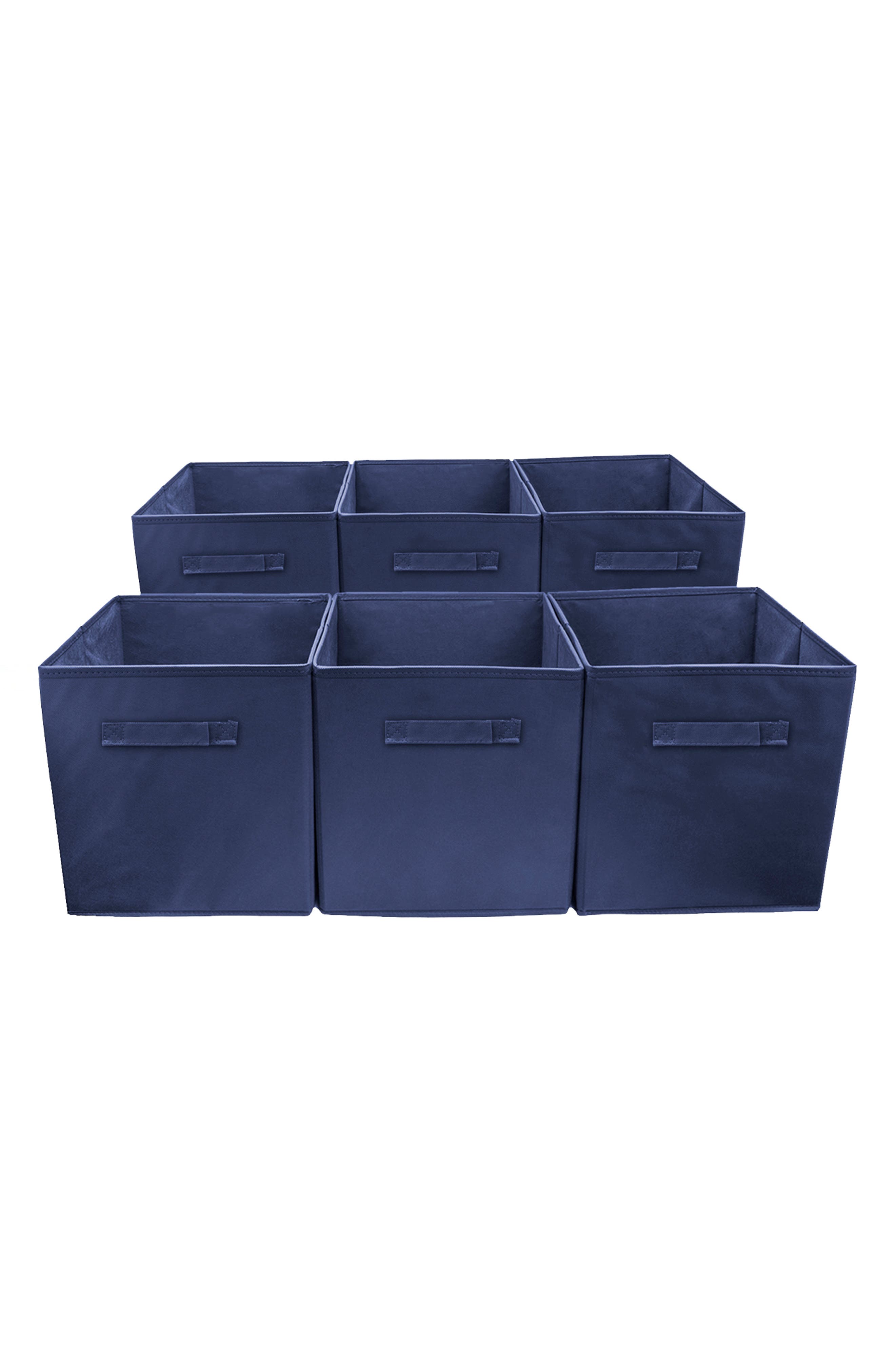 SORBUS Navy Foldable Storage Cube Basket Bin - Pack of 6