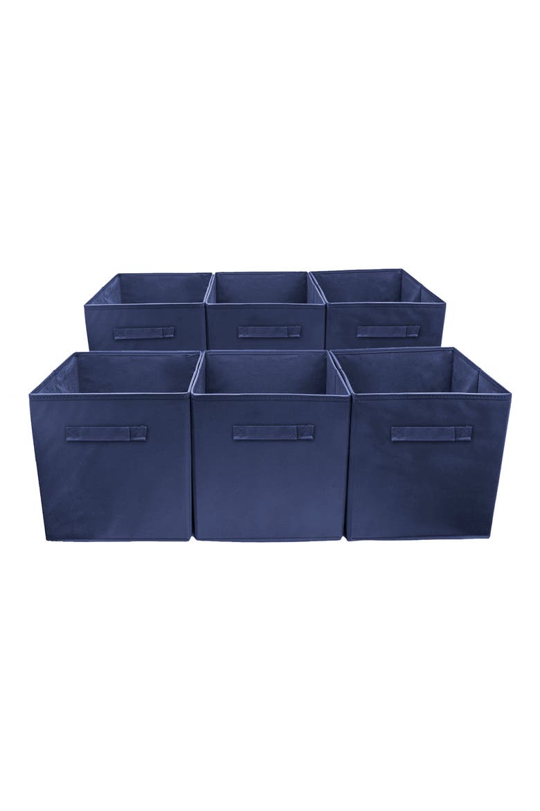 Navy Foldable Storage Cube Basket Bin - Pack of 6, Main, color, NAVY BLUE
