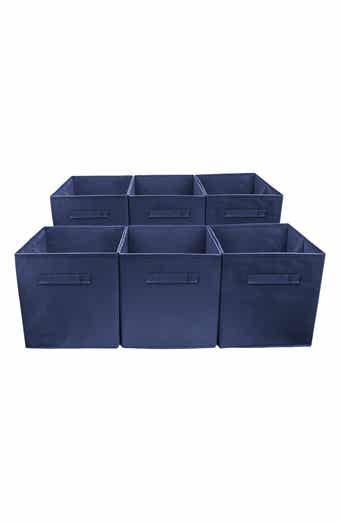 SORBUS Navy Foldable Storage Cube Basket Bin - Pack of 6