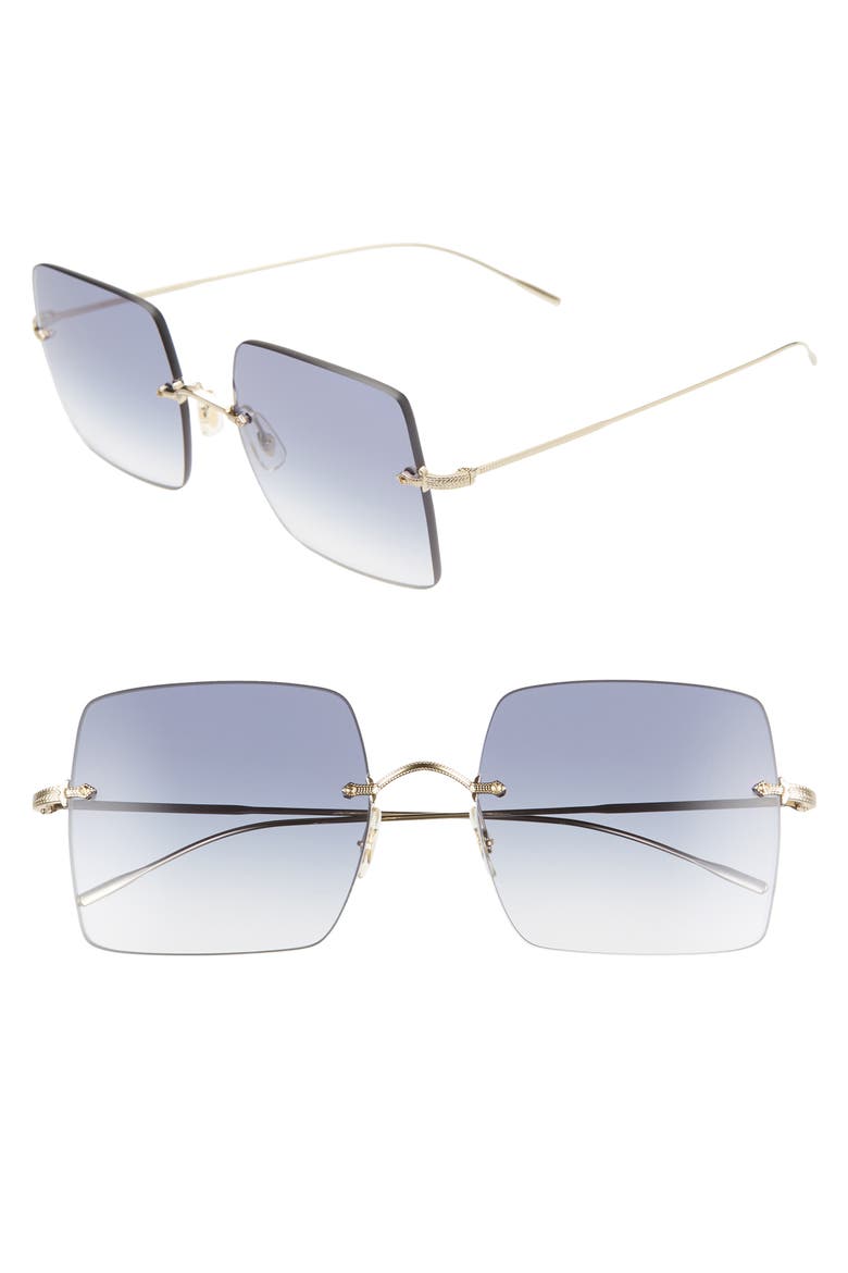 Oishe 57mm Gradient Rimless Square Sunglasses, Main, color, GOLD/ AEGEAN GRADIENT
