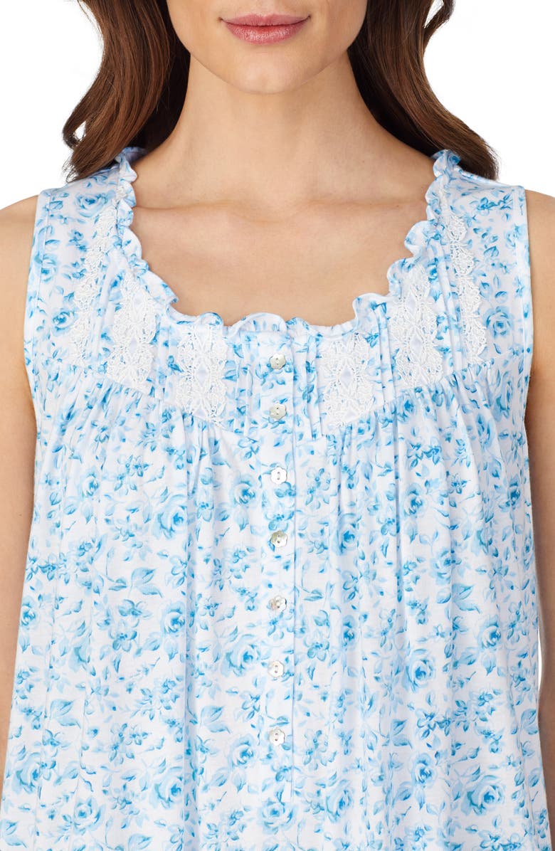 Eileen West Lace Trim Rose Print Ballet Nightgown, Alternate, color, 