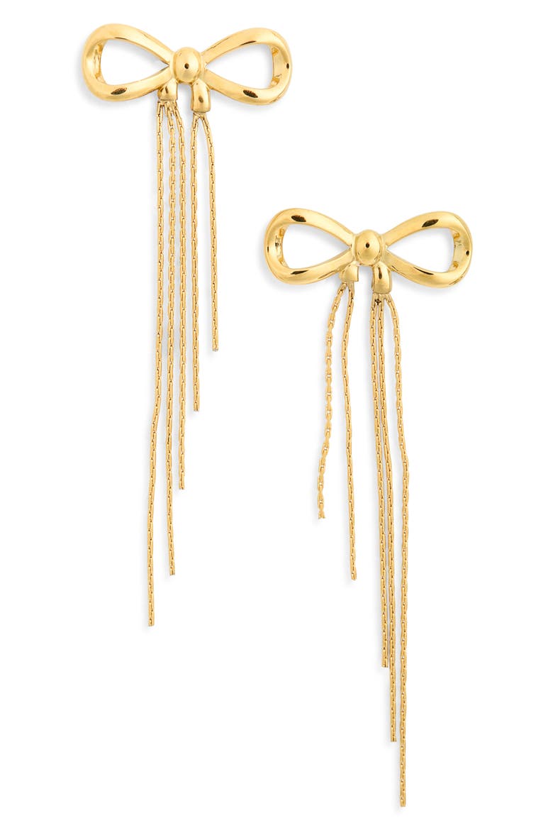 Bow Chain Drop Earrings, Main, color, GOLD