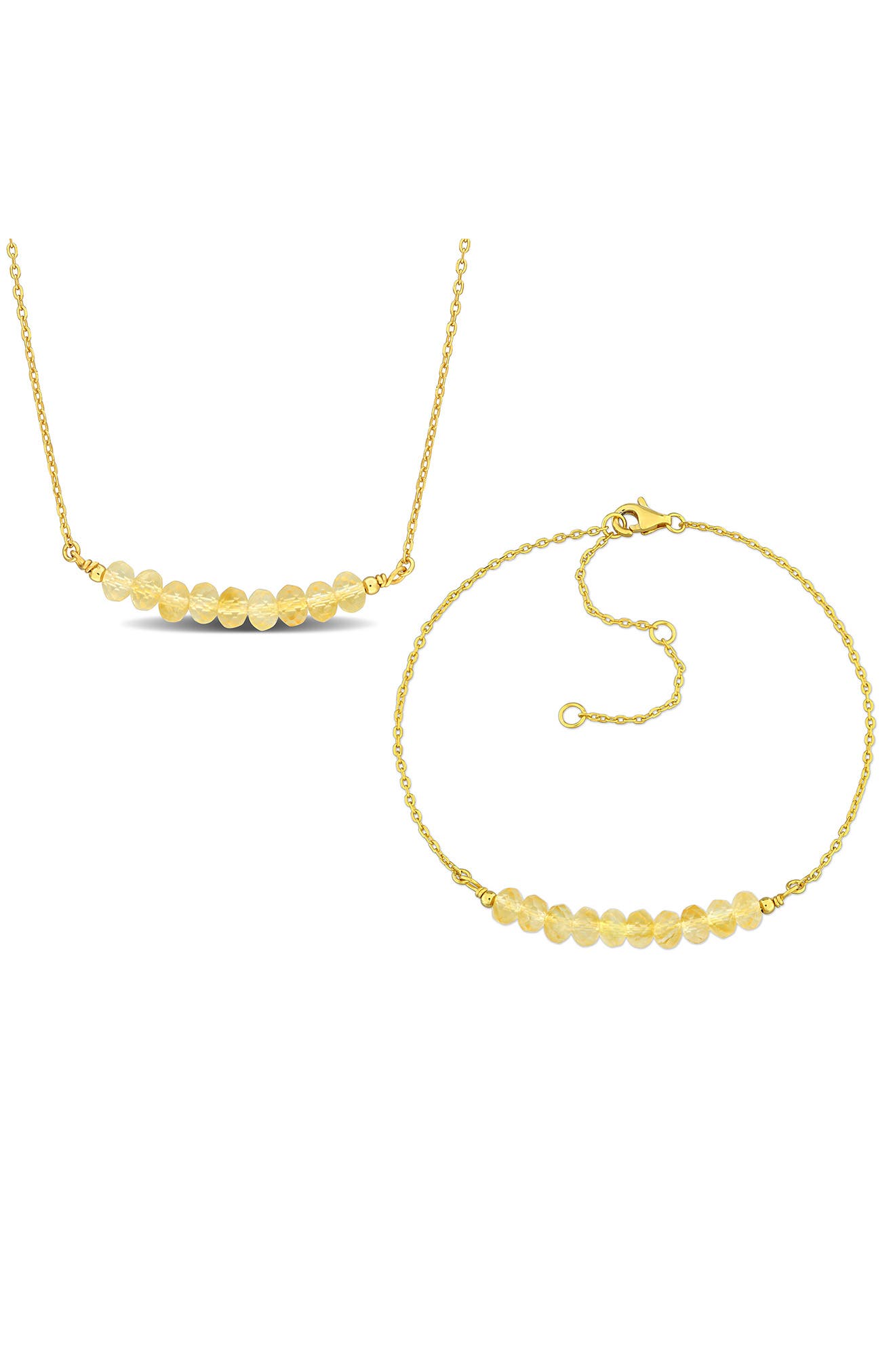 DELMAR Beaded Citrine Bracelet & Necklace Set
