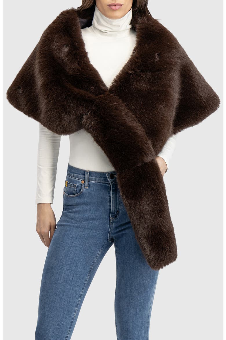 Fur-Free Fox (Faux Fur) Stole, Main, color, BROWN