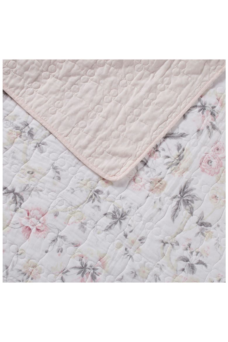 Breezy Floral Twin Quilt & Sham Set, Alternate, color, PINK GREY