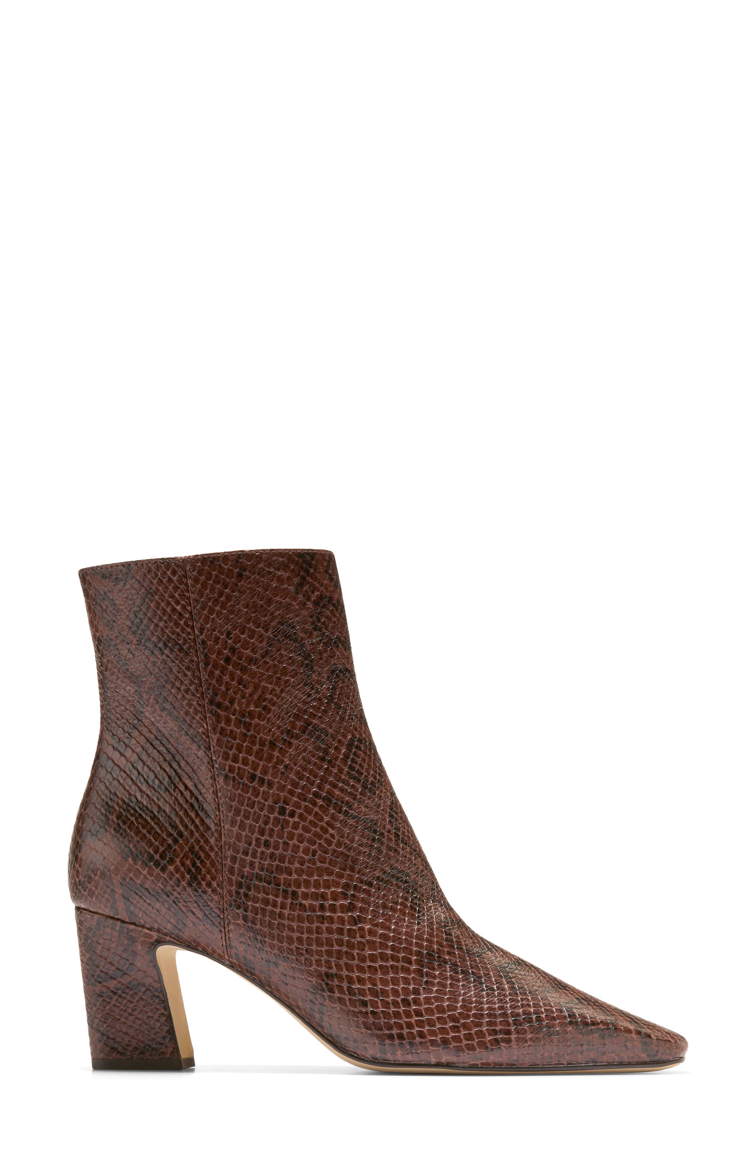 Blanche Leather Snip Toe Bootie, Alternate, color, HICKORY GLOSSY SNAKE PRINT