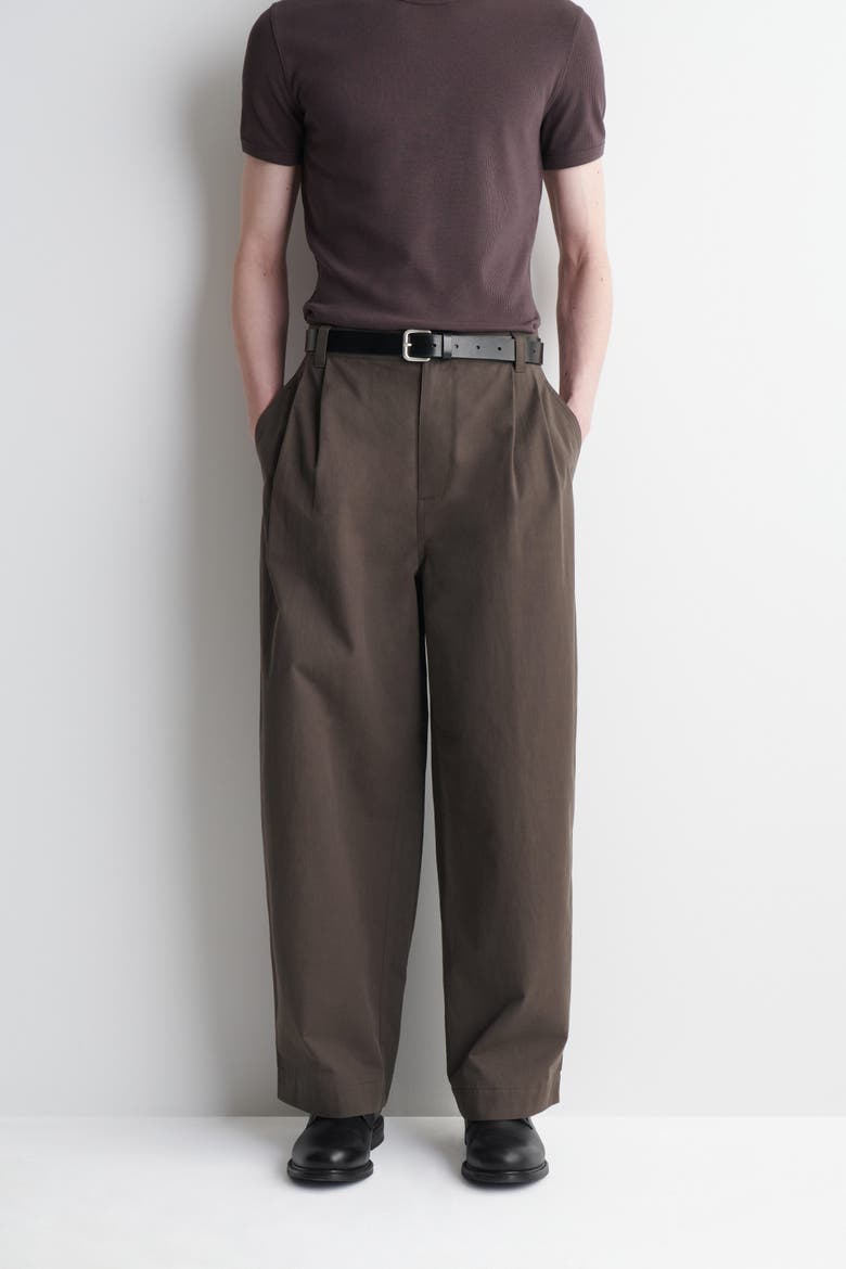 Cotton Relaxed-Fit Barrel-Leg Utility Pants, Alternate, color, BROWN