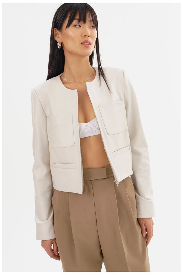 LINETTE | Leather Jacket, Main, color, Whisper White
