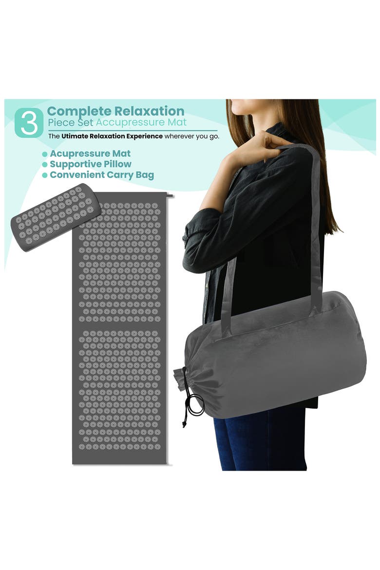 51-Inch Acupressure Mat & Pillow Set, Alternate, color, GRAY
