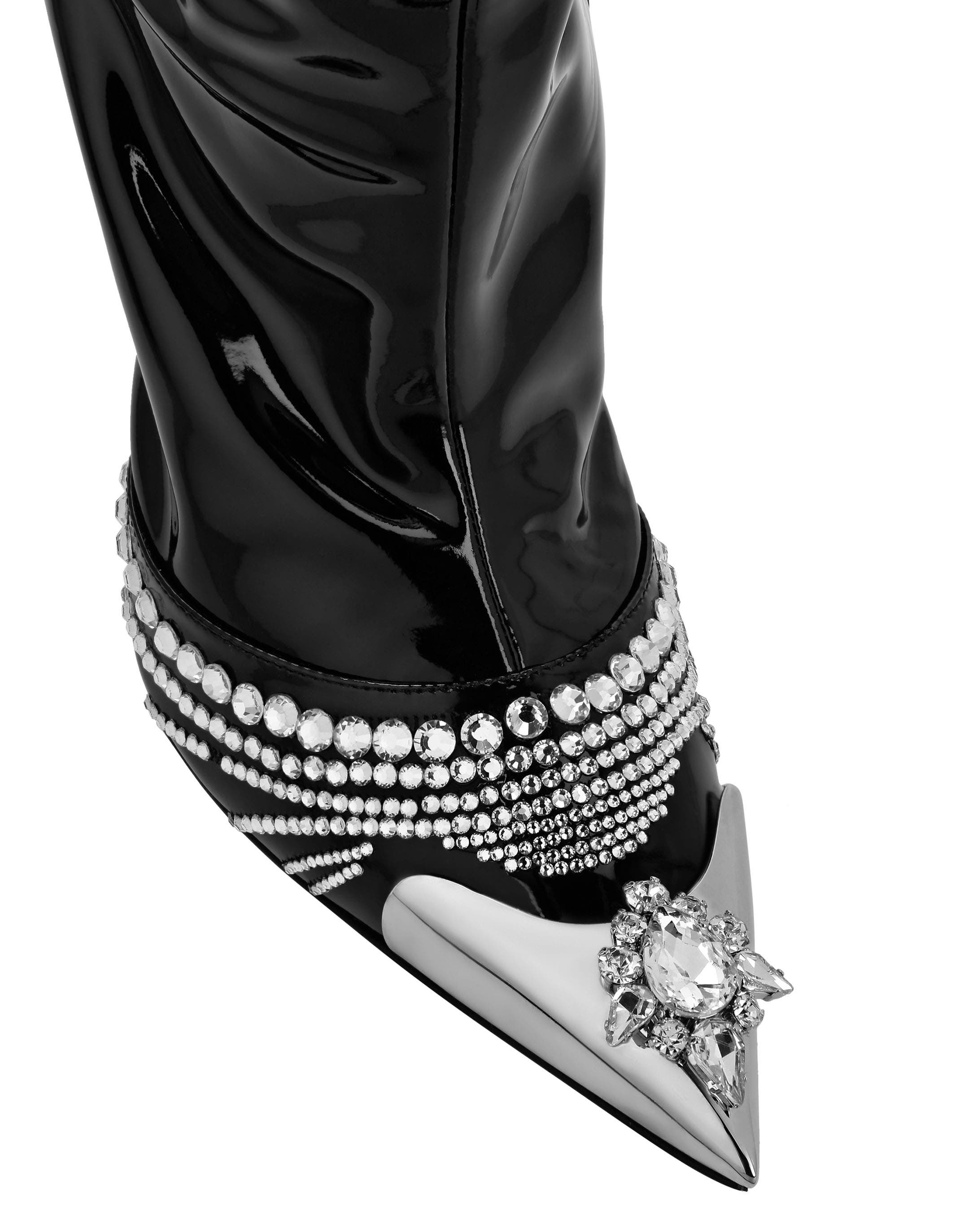 Patent Leather Boots Hi-Heels Women, Alternate, color, black