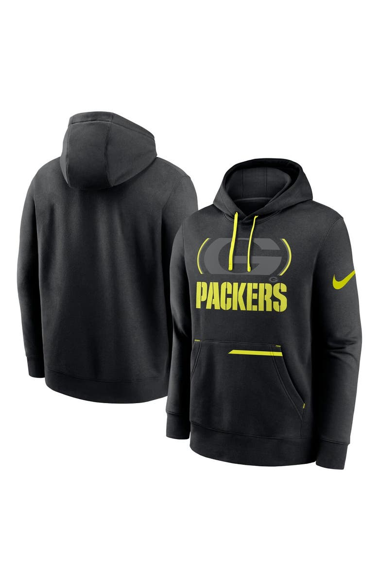 Nike Men's Nike  Black Green Bay Packers Volt Pullover Hoodie, Main, color, 