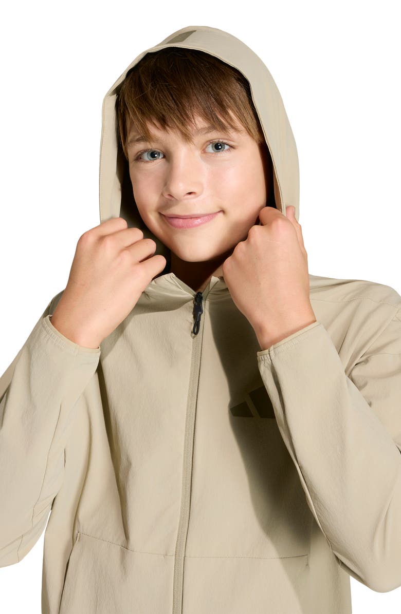 adidas Originals Kids' Z-N-E Woven Travel Hooded Jacket, Alternate, color, Wonder Cargo/ Clay