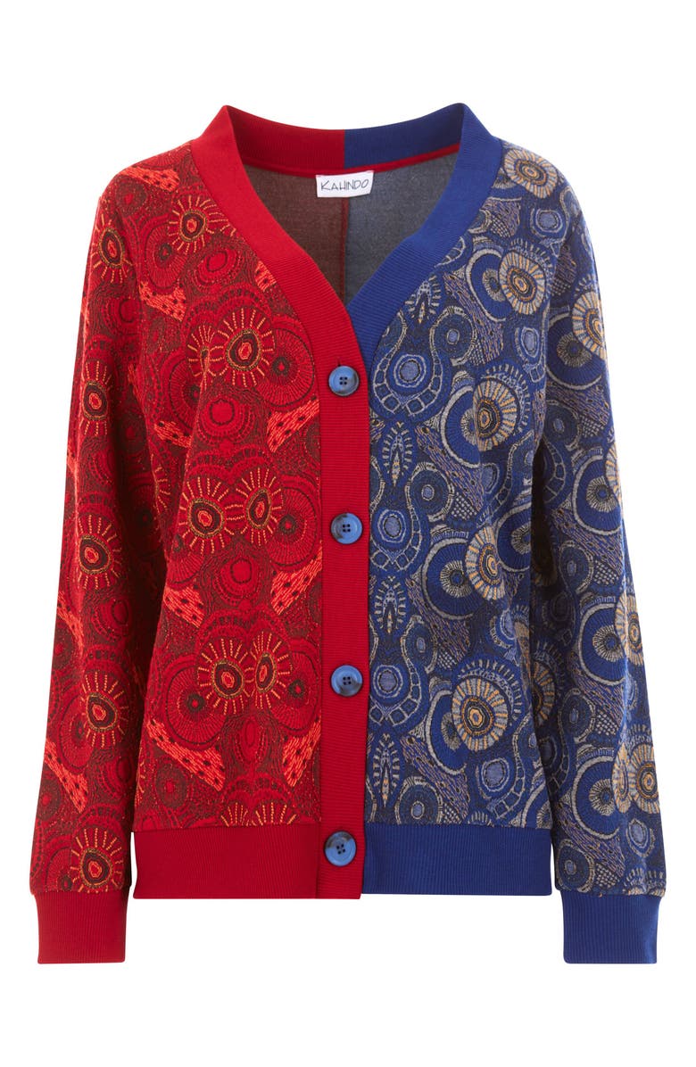 KAHINDO Windhoek Jacquard Two Tone Cardigan, Alternate, color, 