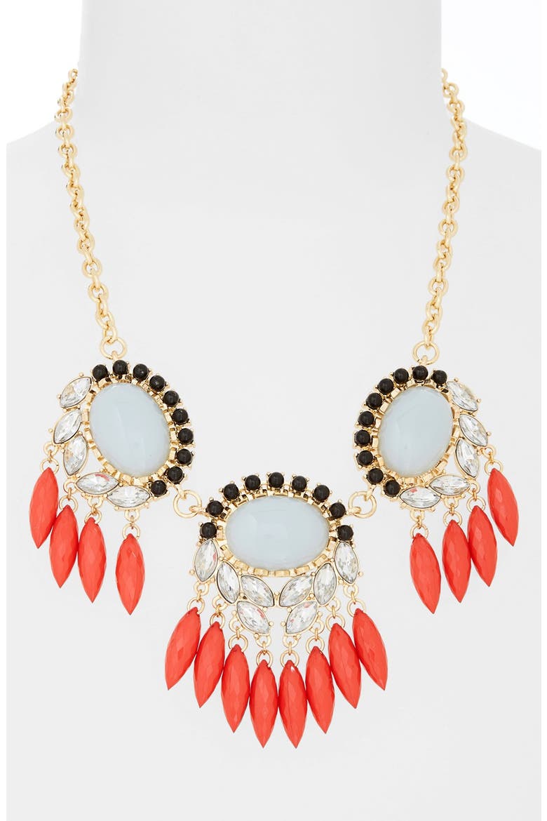 Crystal Statement Necklace, Alternate, color, GOLD/ CORAL