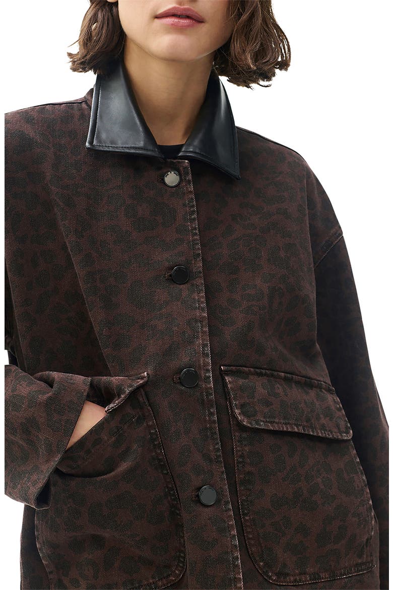Natalia Leopard Print Cotton Jacket, Alternate, color, ESPRESSO/ LEOPARD PRINT