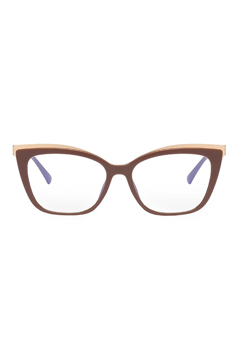 Jami 53mm Cat Eye Blue Light Blocking Glasses, Main, color, BROWN