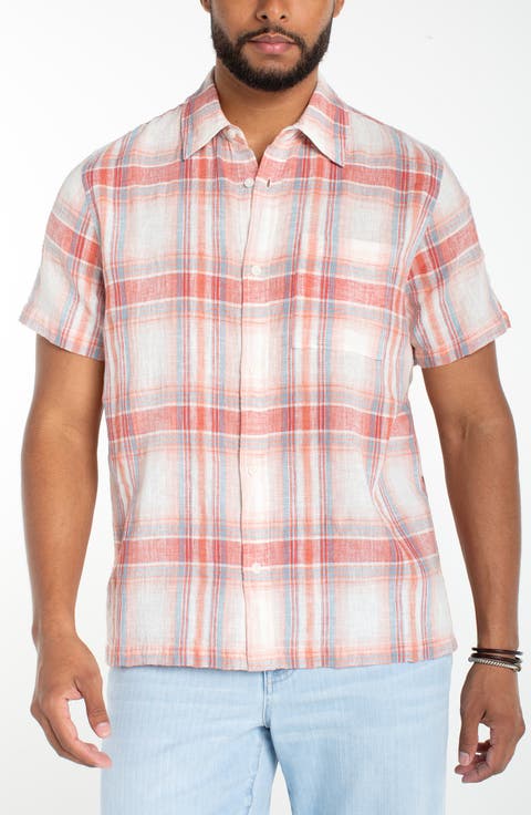 Short Sleeve Cotton & Linen Button-Up Shirt
