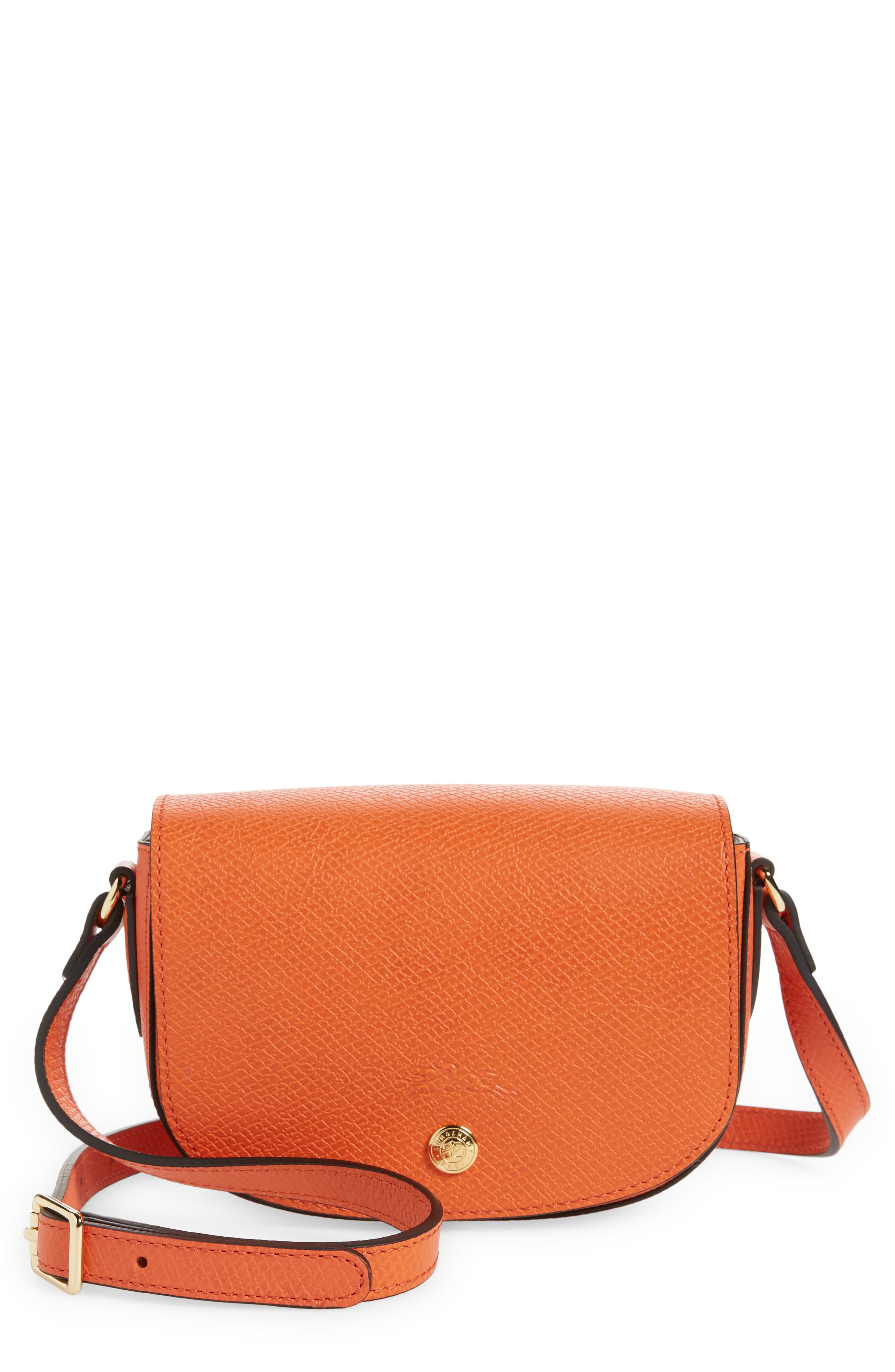 Épure Small Leather Crossbody Bag, Main, color, ORANGE