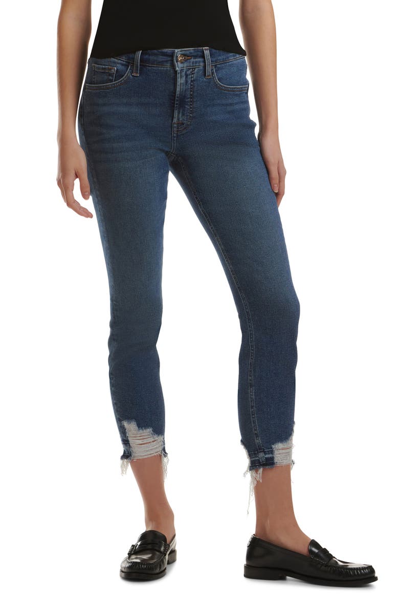 Frayed Release Hem Mid Rise Ankle Skinny Jeans, Main, color, BRYNN