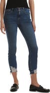 JEN7 by 7 For All Mankind Frayed Release Hem Mid Rise Ankle Skinny Jeans