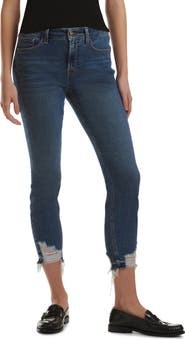 JEN7 by 7 For All Mankind Frayed Release Hem Mid Rise Ankle Skinny Jeans