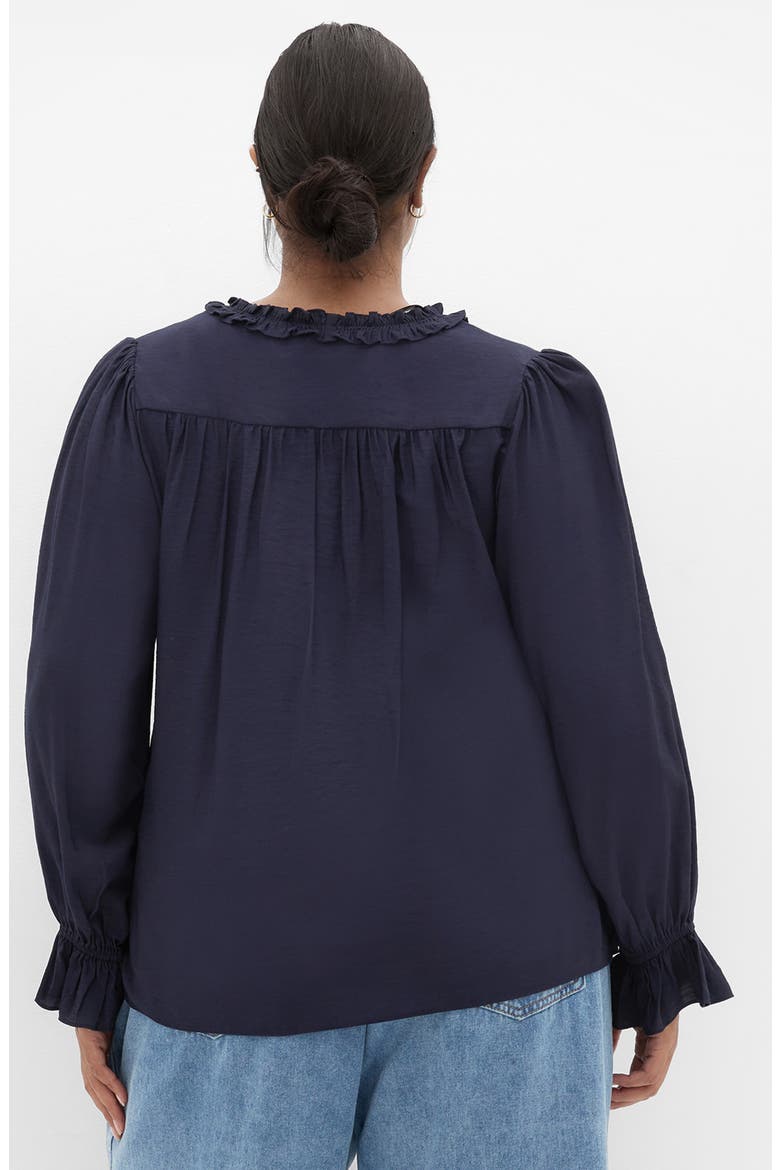 Maree Ruffle Trim Top, Alternate, color, NAVY