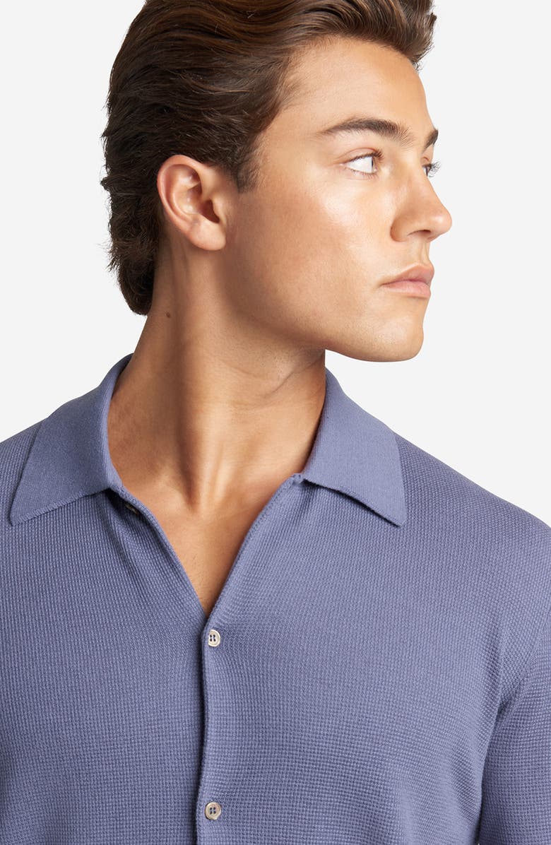 Goodlife Mini Waffle Long Button-Up Shirt, Alternate, color, Heron