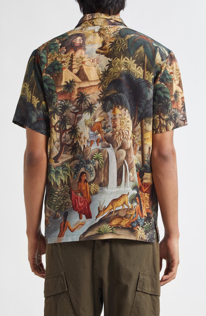 ENDLESS JOY Champuhan Silk Satin Button-Up Shirt, Alternate, color, Brown Multi