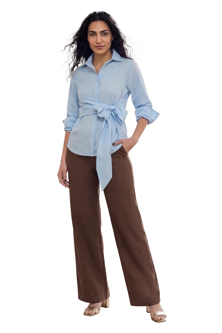 Convertible Tie Poplin Shirt, Main, color, AZURE MIST