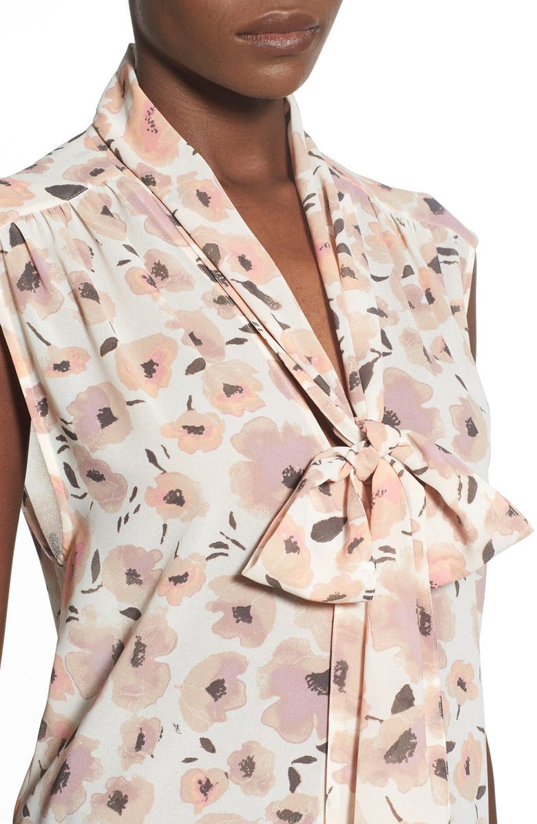 Leith Floral Print Tie Front Top, Alternate, color, 