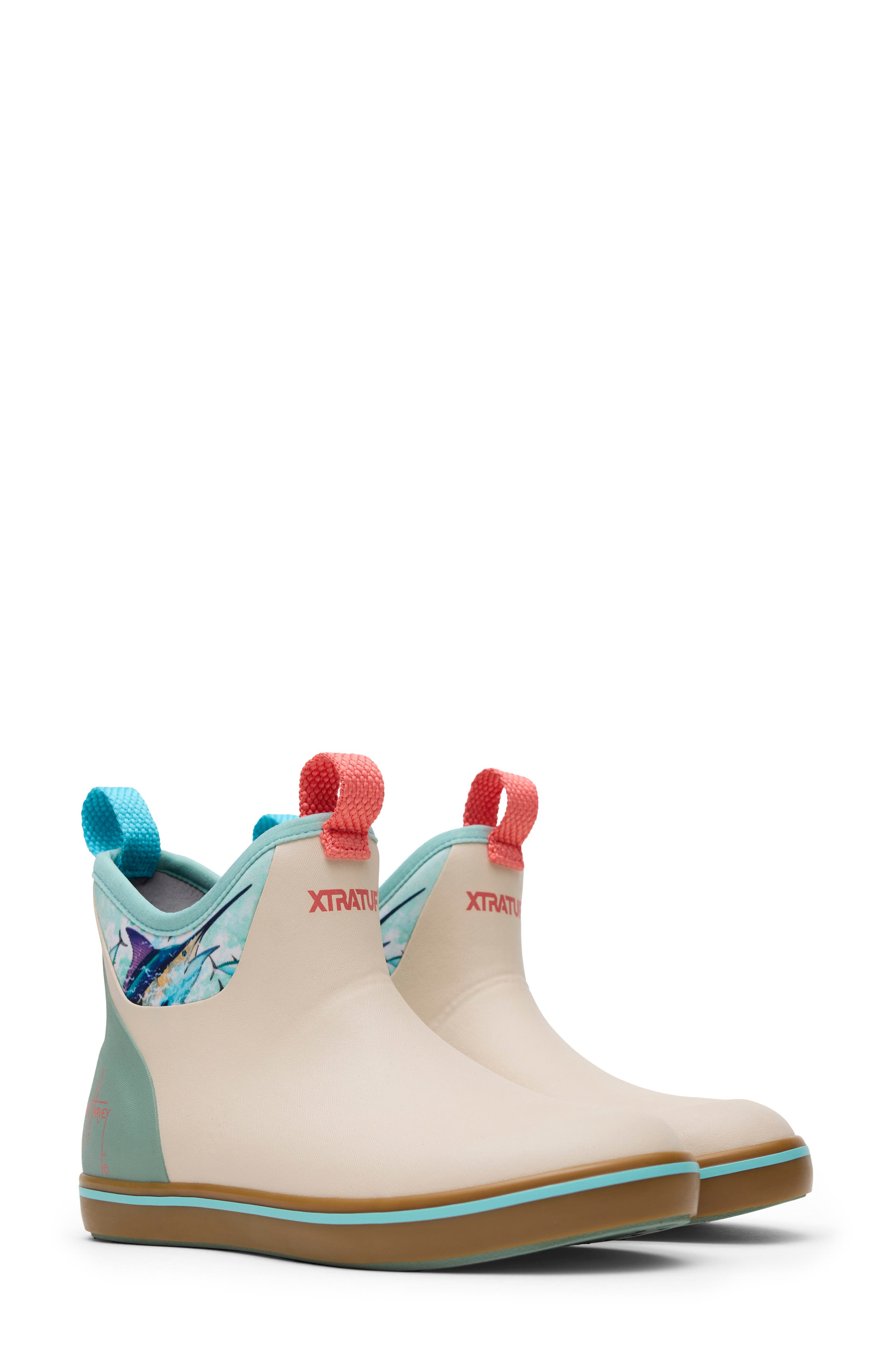 XTRATUF x Guy Harvey Waterproof Ankle Deck Boot, Alternate, color, Bone White/Iceberg/Marlin