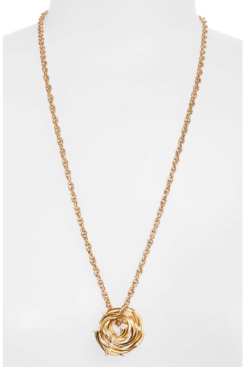 Faux Pearl Nest Necklace, Alternate, color, PEARL