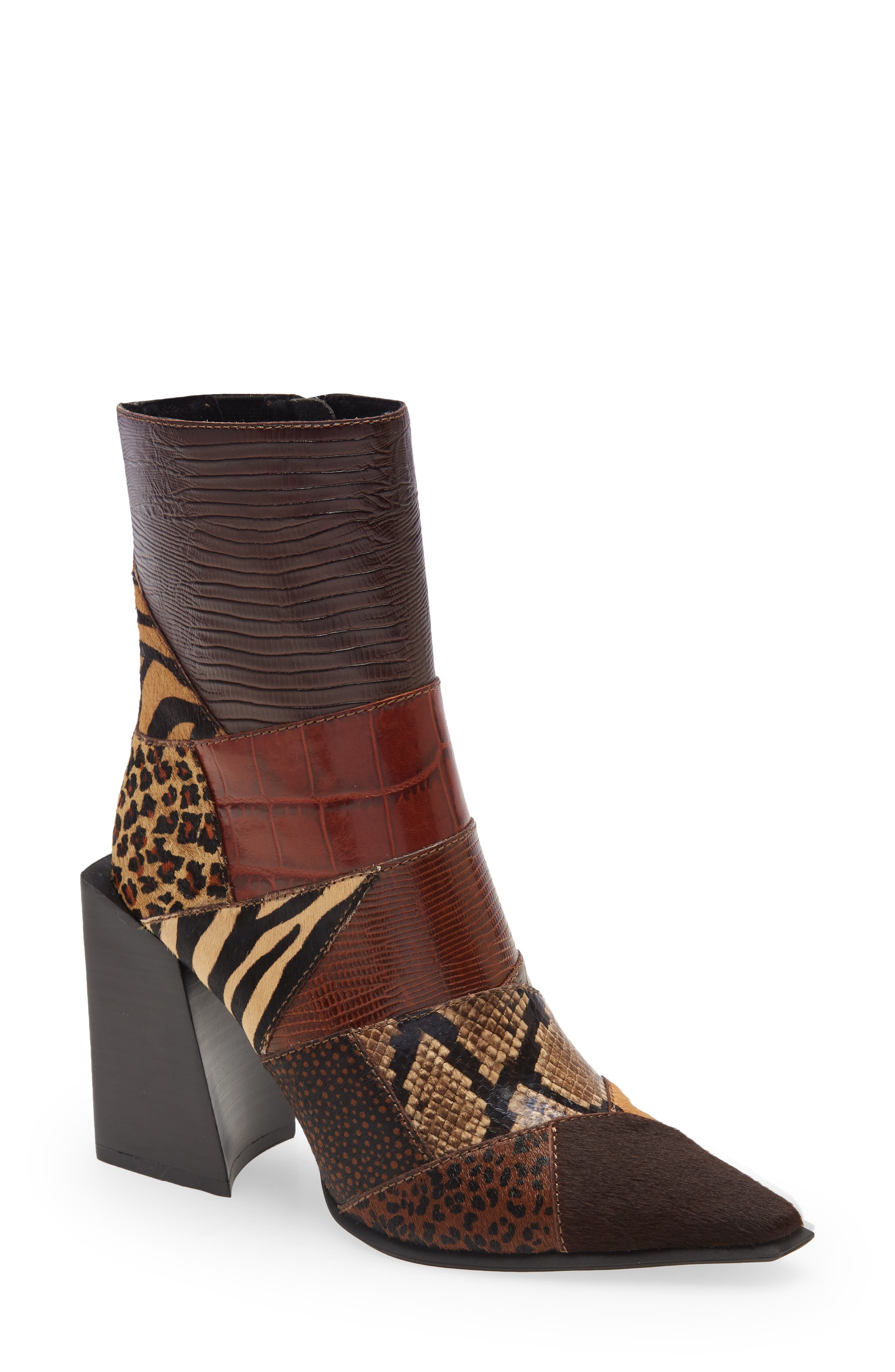 La-Siren Mixed Media Bootie, Main, color, TAN EXOTIC MULTI