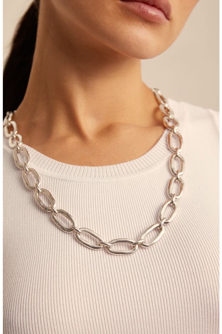 Sterling Silver Plated Link Necklace, Alternate, color, Silver