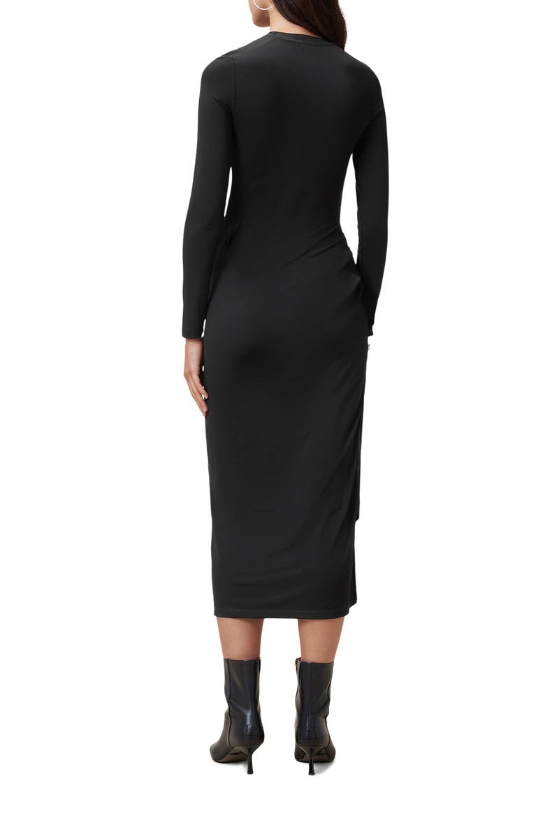 Rivi Long Sleeve Asymmetric Dress, Alternate, color, BLACK