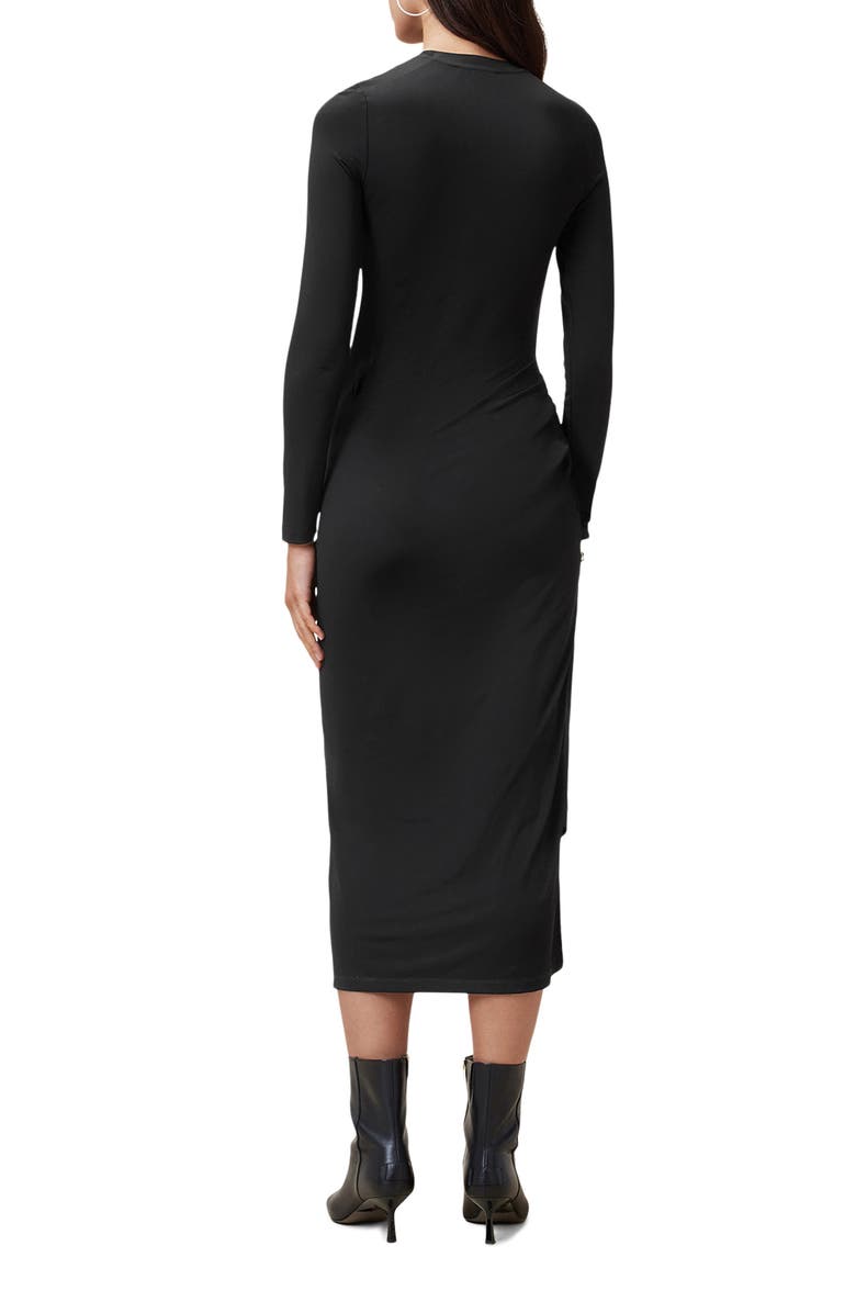 AllSaints Rivi Long Sleeve Asymmetric Dress, Alternate, color, Black