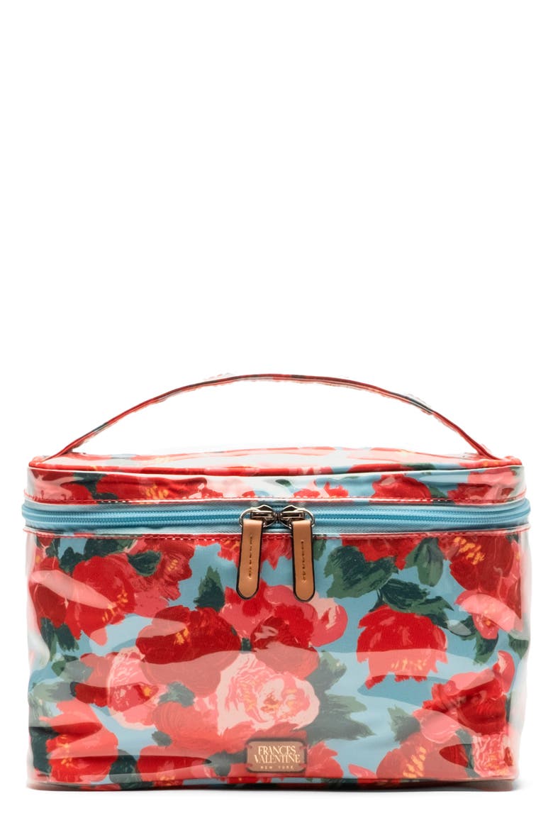 Cosmetics Train Case, Main, color, RED/ LIGHT BLUE
